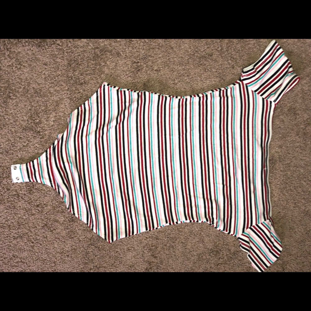 Charlotte Russe Off the Shoulder Stripped Bodysuit